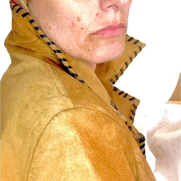 Boutique 60s Suede Rockstar Coat w/belt Handmade Leather Stitching - Picture 5 of 9